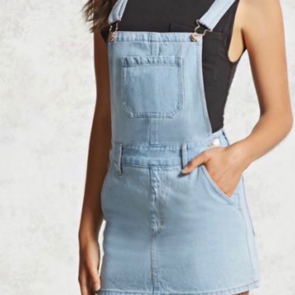 NWT Forever 21 Blue Denim Overall Dress Size SP - Picture 1 of 12